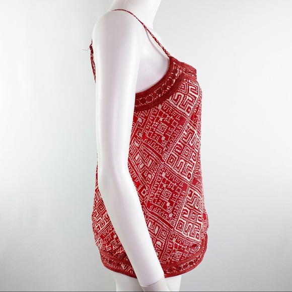 Lucky Brand Red Ikat Print Embroidered Tank Top - Picture 5 of 8